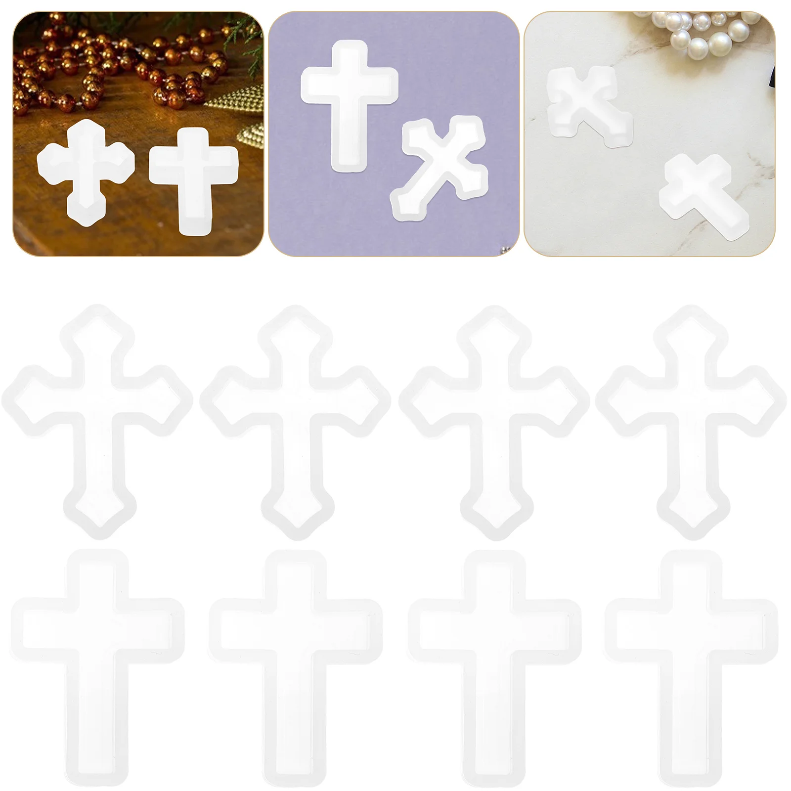 8 Pcs Cross Pendant Mold DIY Silicone Decorate Molds Casting White Epoxy for Crafts