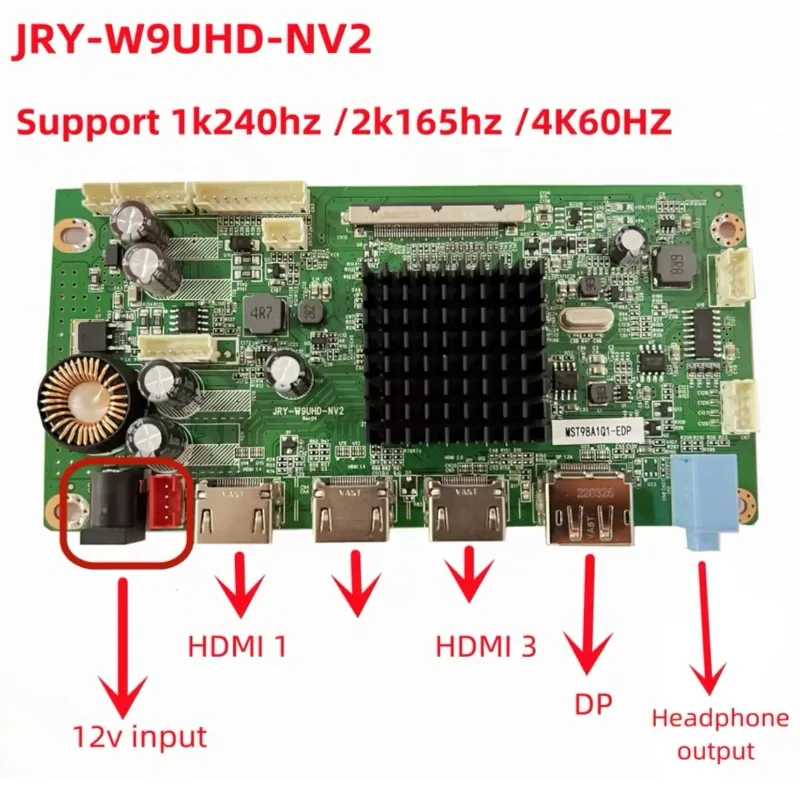 For 4K Display Driver Board JRY-W9UHD-NV2 EDP/VBO Support Freesync 2 Orders
