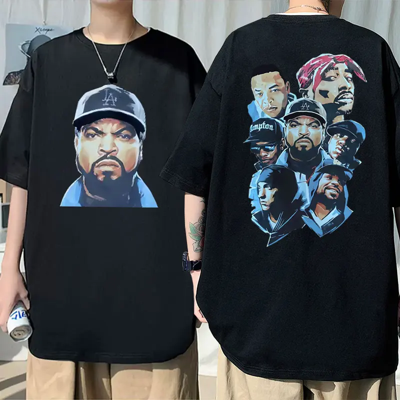 Rapper Ice Cube Eminem The Notorious Big Graphics T Shirts Summer Men Hip Hop Vintage Rap Tshirt Men's Casual Oversized T-shirts