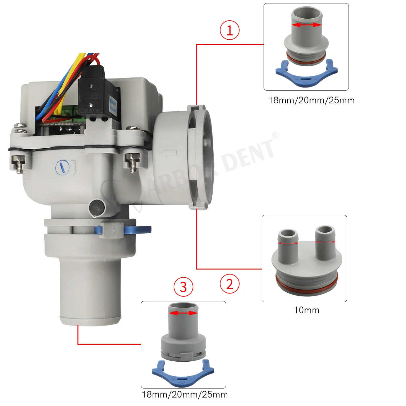 18/20/25mm Dental Place Position Selection Valve Electronically Controlled Dentist Chair Spare Parts Connect Dentistry Accessory