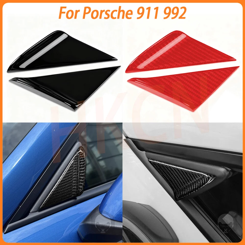 

2Pcs Hardware A-pillar Spoiler Cover Trim Panel For Porsche 911 992 2020-2025 Real Carbon Fiber Car Exterior Accessories