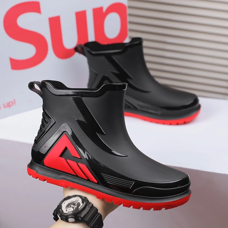 

Men's Rain Boots Waterproof Non-Slip Fiing Work Se oes Winter Kitchen Du Boots Slip Resistant Wading Boots