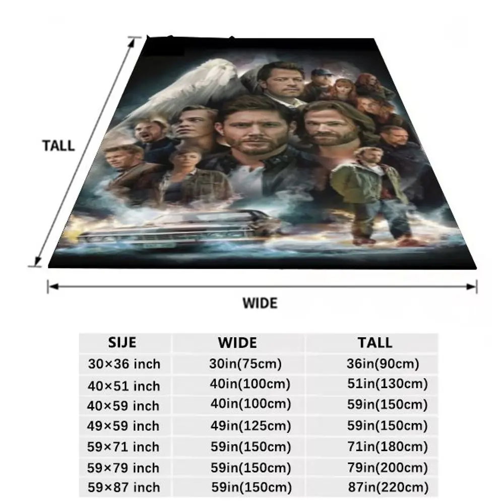 بطانية رسومية خارقة للطبيعة تتميز بطانية دين وينشستر وسام وينشستر وكاستيل - بطانية رمي من الصوف الناعم المريح مع