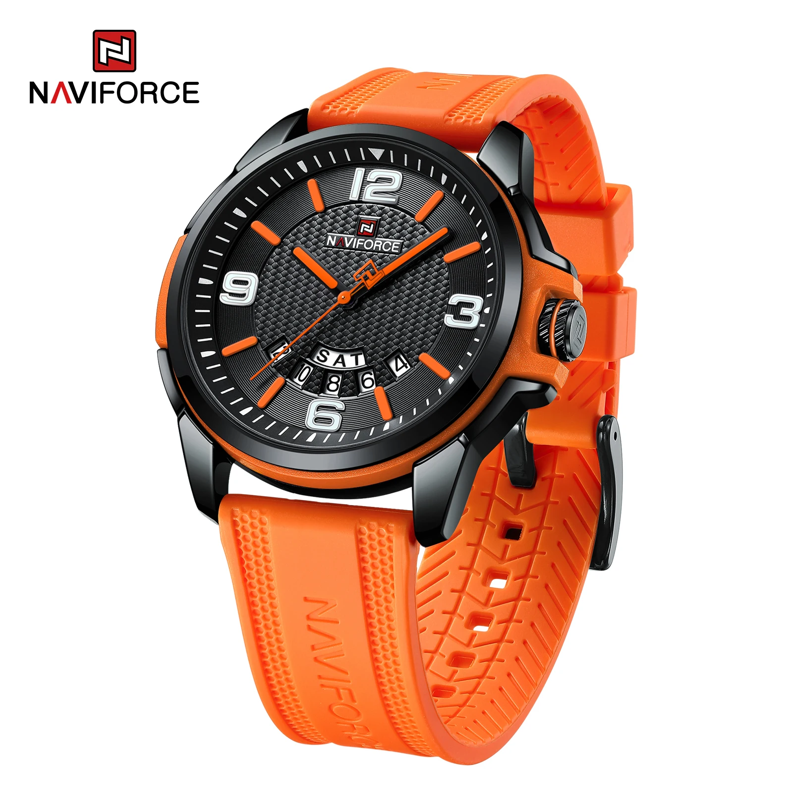 NAVIFORCE Men\'s Casual Quartz Watch Silicone Strap Automatic Date Luminous Silicone Strap Waterproof Wristwatches Reloj Hombre