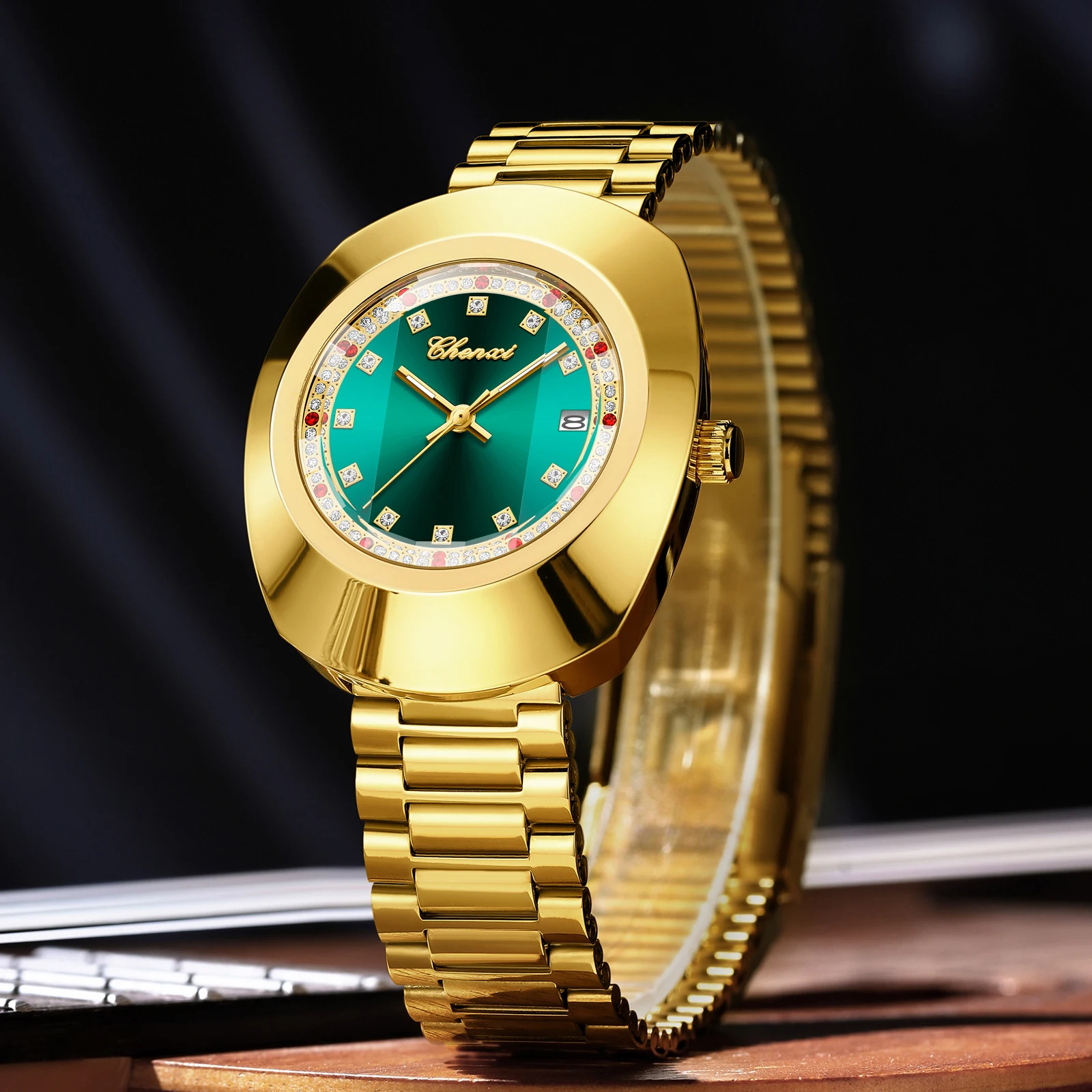 CHENXI Simple Casual Couple Watch Stainless Steel Strap Luminous Business Style Men Women Quartz Wristwatches Lover's Gift