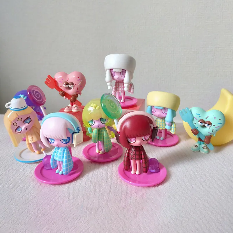 

Bandai Virusweets Mini Figure Collection Sugar Pop Party Dark Style Gashapon Collectible Figurine Desktop Ornament For Adult