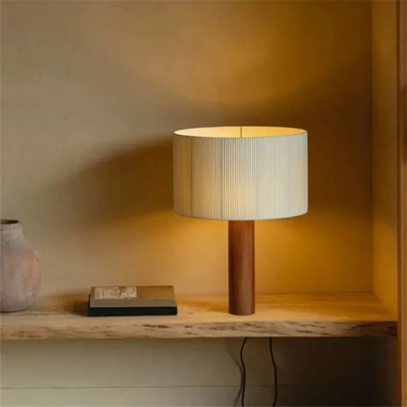 Moragas table Lamps Japan Wabi Sabi solid wood Lamps Minimalist Living Room Bedroom Nightstand Study Fabric Decorative Lamp