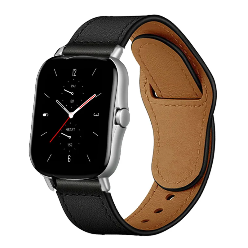 20mm/22mm leather band For Amazfit GTS/2/2e/GTS2 Mini/GTR 42mm/47mm/GTR2/2e/stratos 2/3 Sport Watch Bracelet Amazfit bip strap