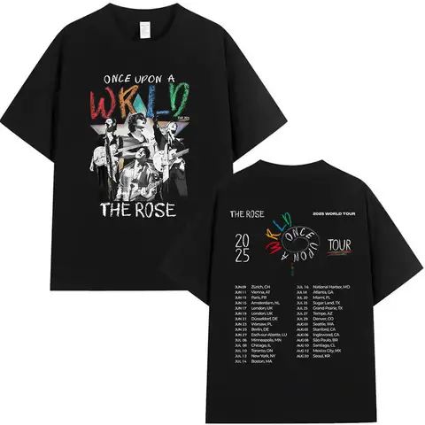 Kpop The Rose Once Upon AWRLD World Tour 2025 T-shirt Herr Hiphop Korea Kortärmade T-shirts Herr Bomull Hiphop Kläder T-shirts 8 best sales Kpop The Rose - №3