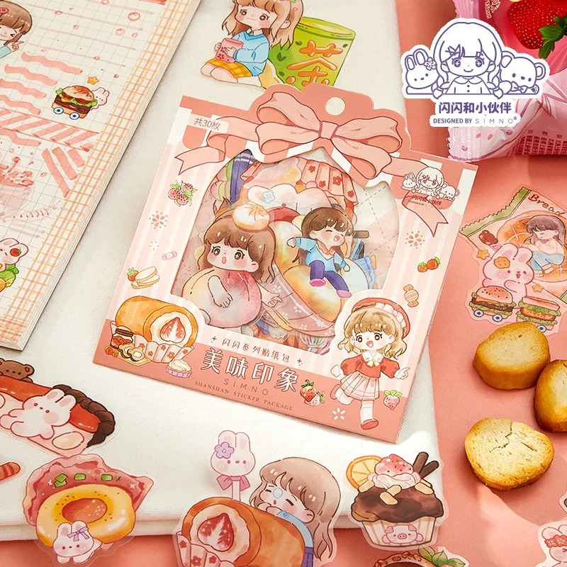 30pcs/bag Cartoon Girl Shanshan's Funny Life PET Stickers Cute Waterproof Scrapbooking journaling Decorative Sticker