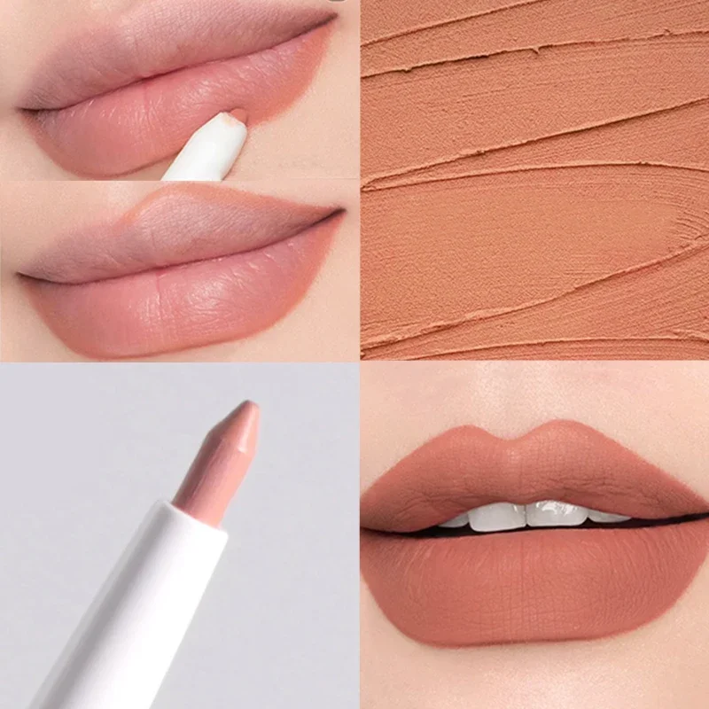 Velvet Matte Lip Liner Pencil Outline Lip Shape Long Lasting Non-stick Cups Smooth Nude Brown Lipstick Pen Lips Makeup Cosmetics