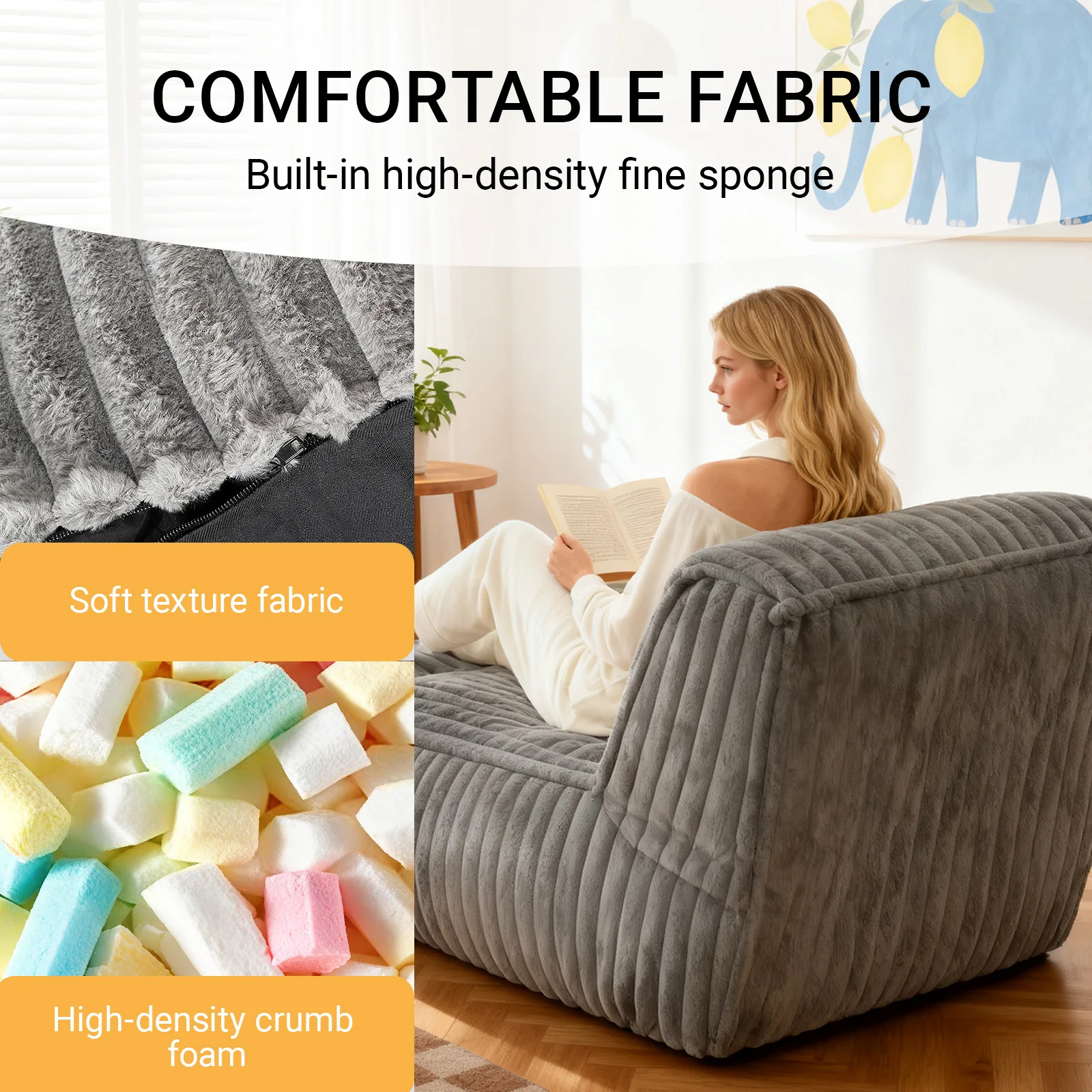 Folding Sofa Bed, Convertible Sleeper Chair With Pillow Foldable Mattress With Back Support, Portable Fold Out Chair Bed Comfy F
