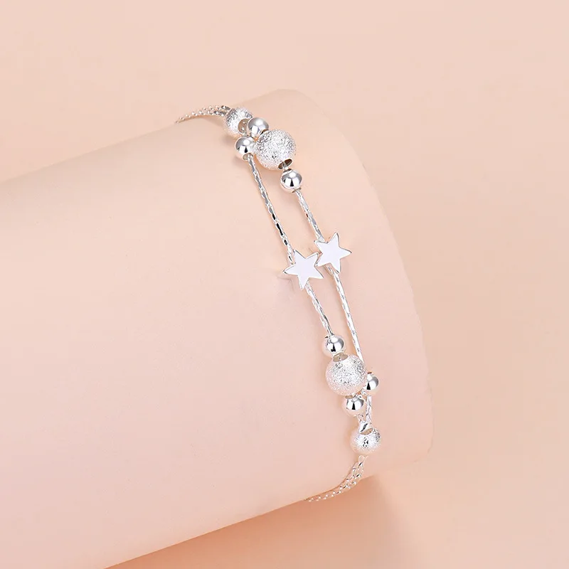 925 Sterling Silver New Trendy Star Crystal Friendship Bracelet For Women Girls Best Friend Gift Fashion Jewelry