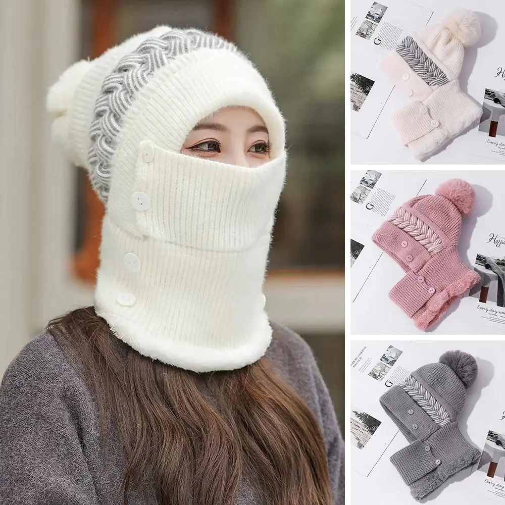 Moda quente inverno chapéu cachecol conjunto de pele forrado gorros à prova de frio chapéu à prova de vento proteção de ouvido pescoço mais quente feminino
