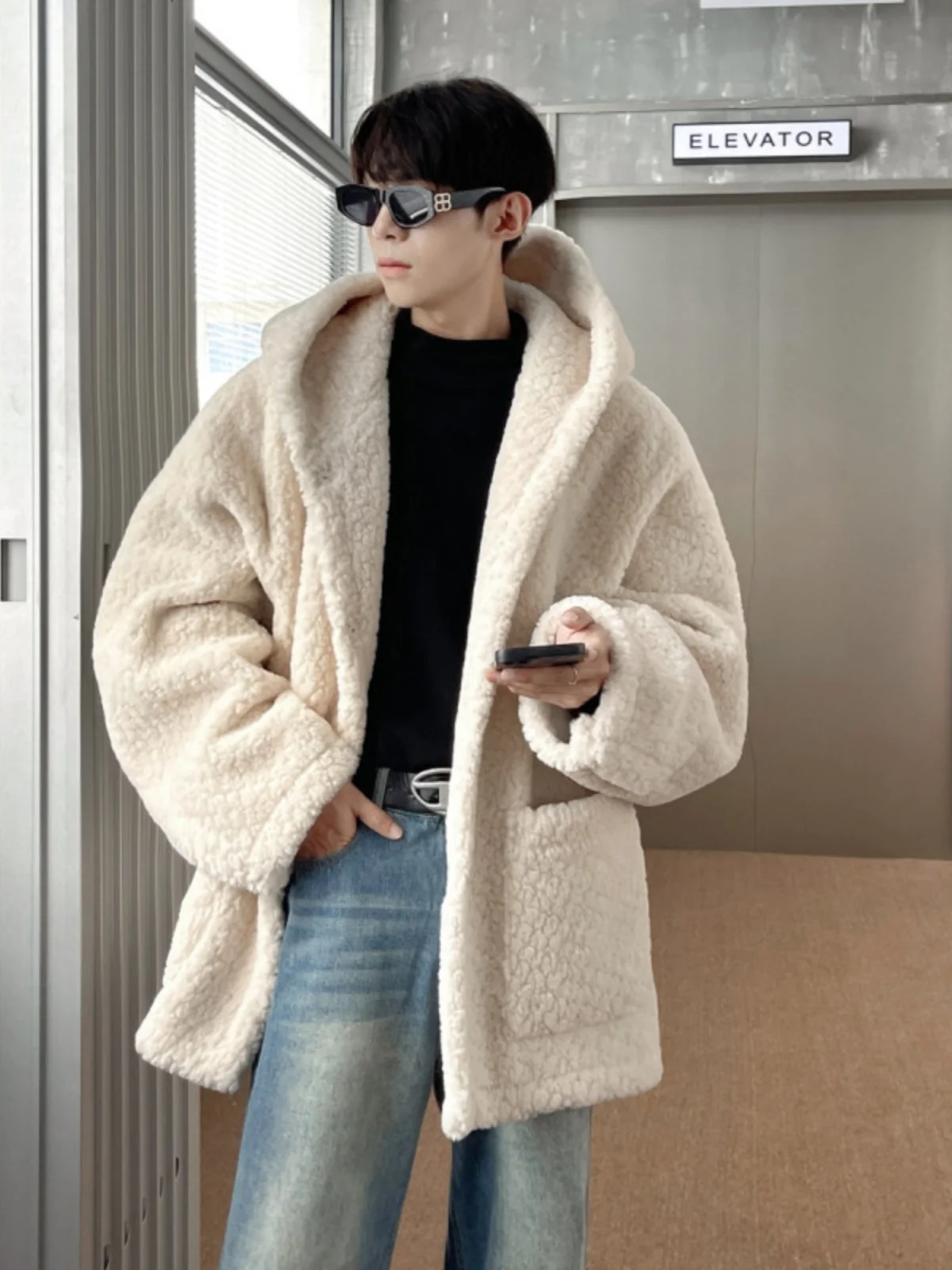 

Мужская повседневная хлопковая куртка с капюшоном, легкая, свободного кроя, с отделкой из искусственной кожи и меха, класса люкс