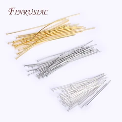 50-100Pcs/Lot Arc-shaped End Flat Head Pins, Gold/Rhodium/Silver Plated Pin Findings For Jewelry Making DIY Supplies Accessories