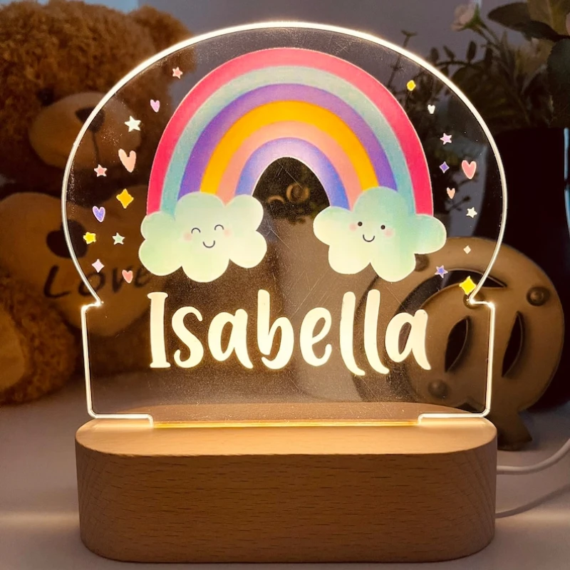 Rainbow Custom Name Night Light Newborn Light Up Gifts Baby Gift with Name made of acryli Decor Room Baby Announcement