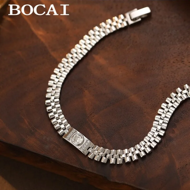 

BOCAI S925 Silver New Fashion Strap Zircon Bracelet for Men and Women High End Personalized Fashion Jewelry Holiday gifts