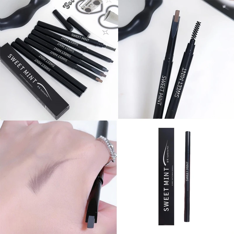 {MX} Double Headed Natural Eyebrow Pencil With Brush Long Lasting Waterproof Brow Pencil Eye Makeup Cosmetic For Beginners