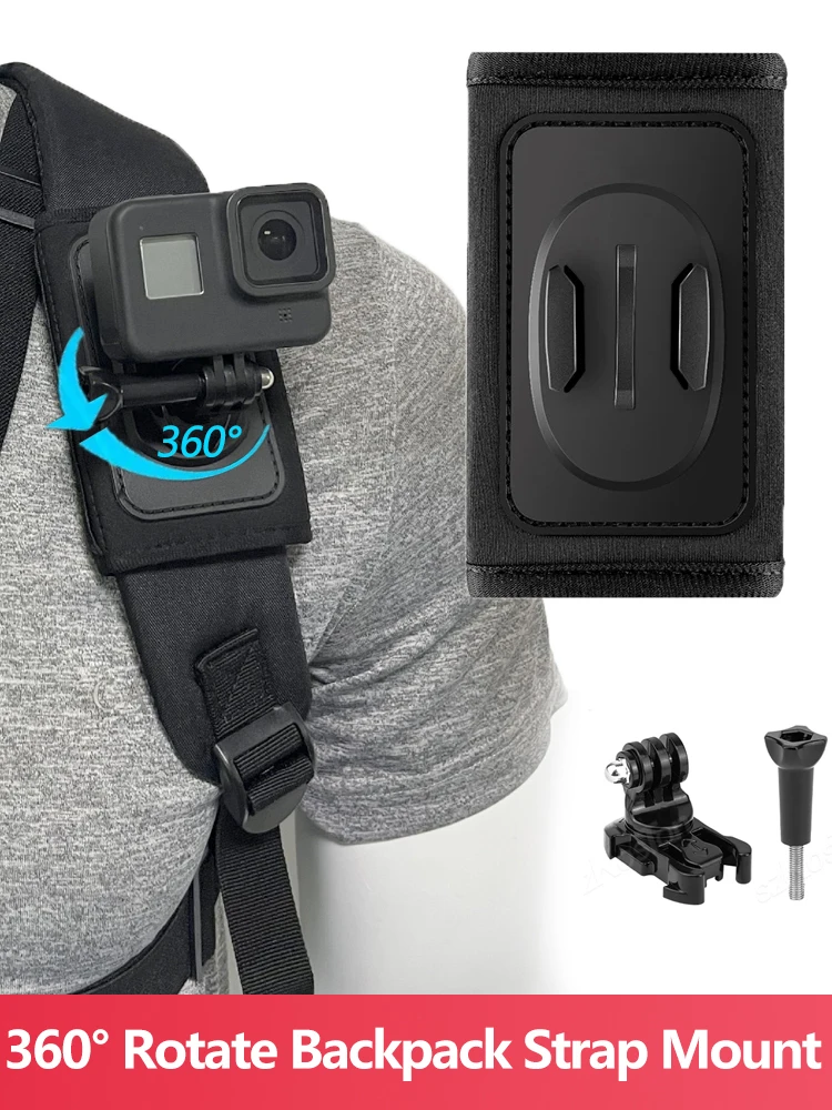 Pasek na ramię do plecaka 360 °   Obrotowy uchwyt szybkiego montażu do GoPro Hero 13 12 11 10 9 Insta360 DJI Osmo Action 6 5 PRO 4 3 Camera — zdjęcie 2