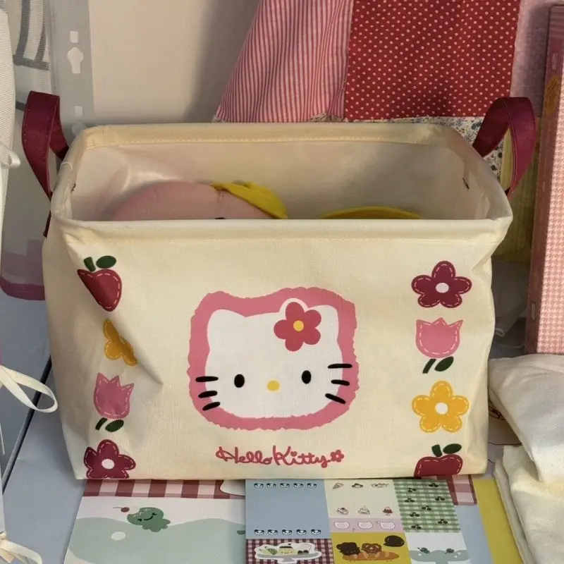 New Sanrio Hello Kitty Storage Basket Kawaii Clothes Kt Cat Storage Box Underwear Miscellaneous Items Storage Girl Gift Toys