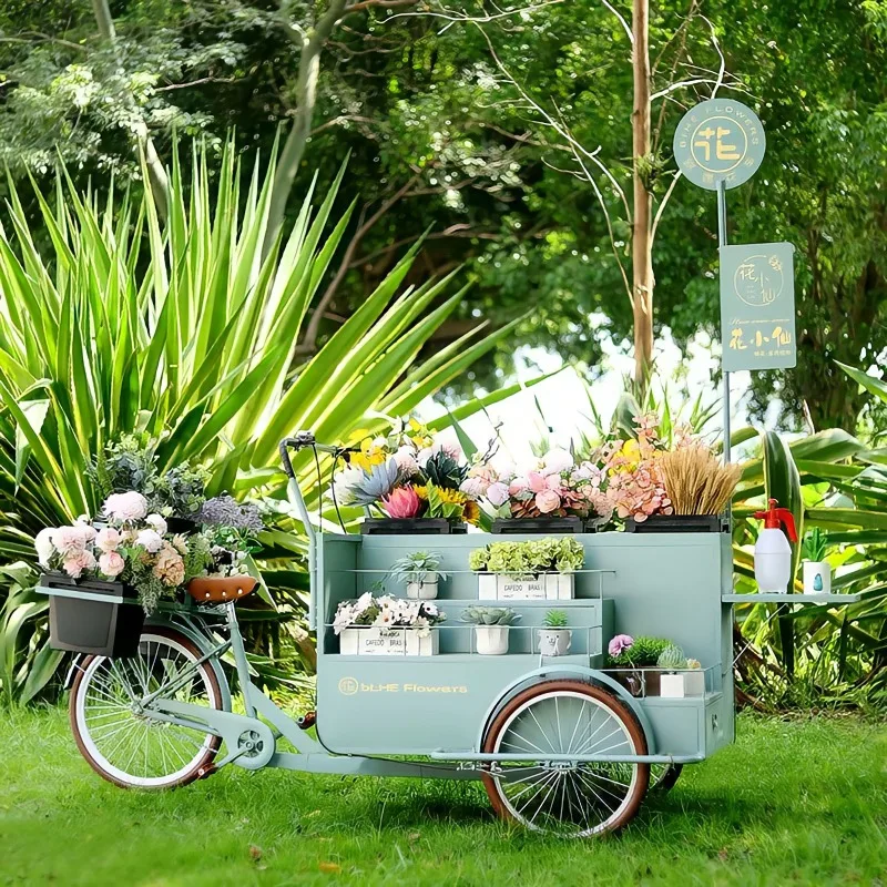 Internet celebrity florist tricycle upside down donkey flower placement car activity exhibition decorative float mobile