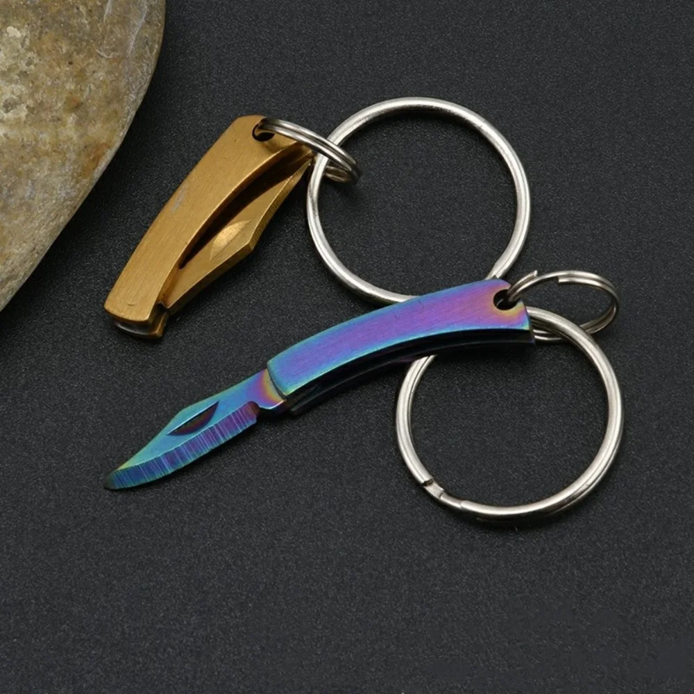 Keychain Portable Pocket Knife Keychain Mini Stainless Steel Folding Knife Keyring EDC Utility Knife for Outdoor Camping Tool
