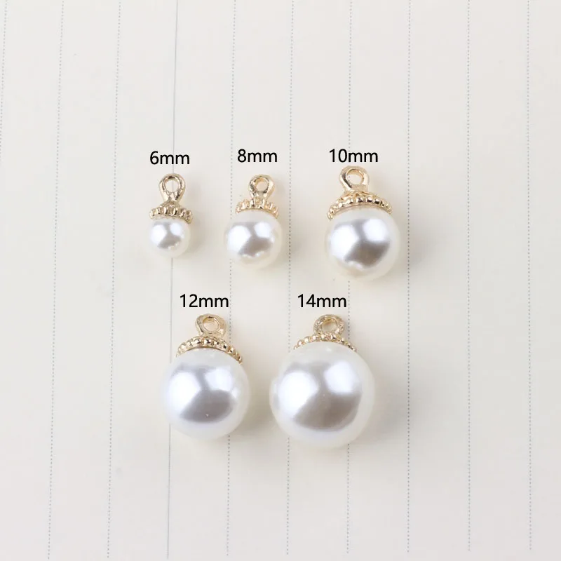 10pcs Diy Ear Accessories Hair Material K Gold Color Alloy Inlaid Pearl Pendant Earrings Supplies For Jewelry Handmade Charms