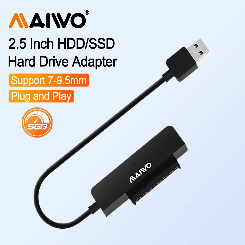 MAIWO USB 3.0 2.5인치 HDD SSD 외장 스토리지 케이스 SATA 5Gbps 하드 드라이브 디스크 박스 (PC 노트북 플러그 앤 플레이 지원, 7-9.5mm)