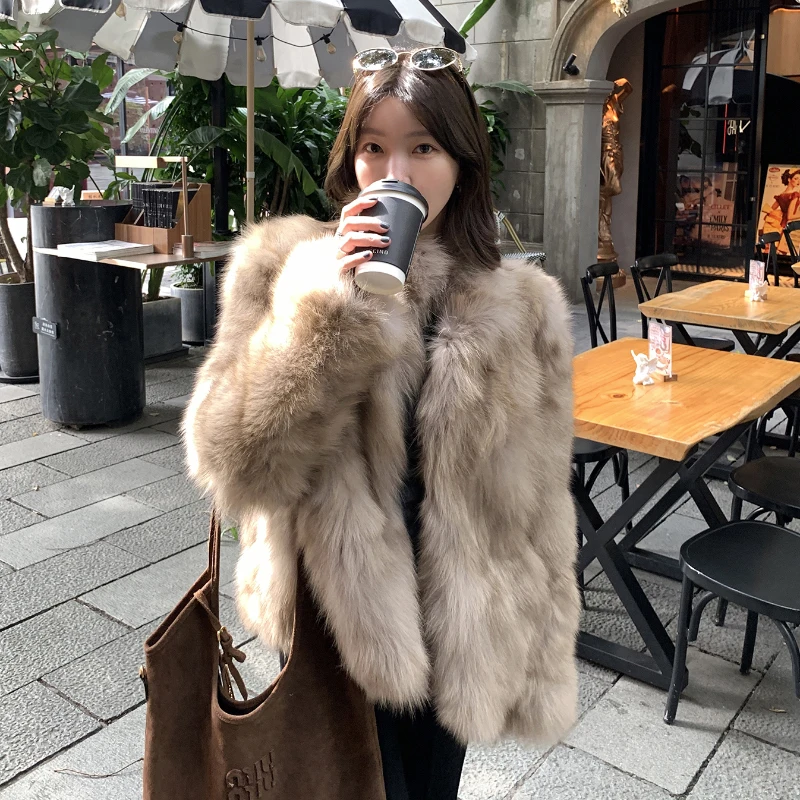 エレスタンドカラーファーコート レディース 高級感 環境保護 模造毛皮 ロングスリーブ