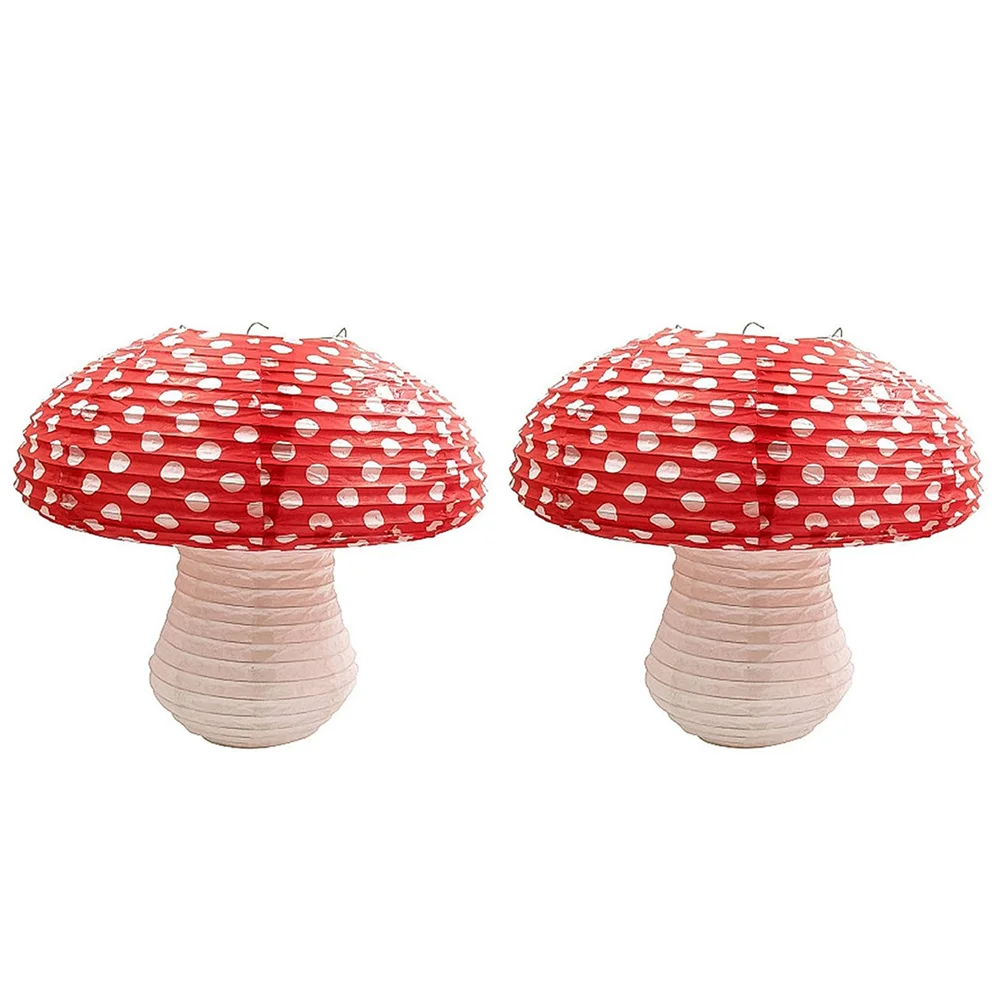 

2 Pcs Mushroom Assorted Color Lanterns Decorative Lightweight Iron Props Hanging Beautiful