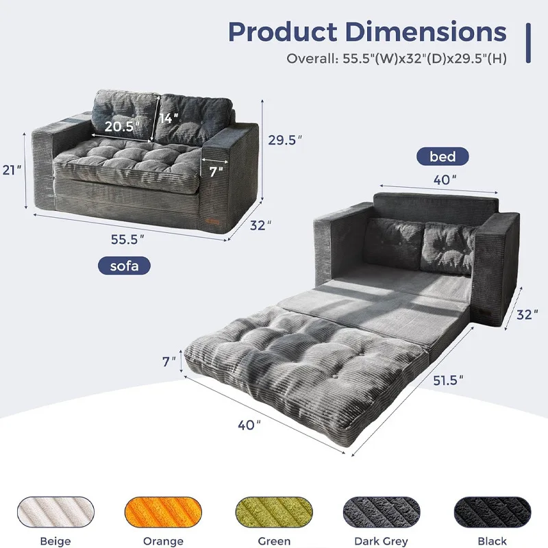 Modern minimalist fabric sponge single bed furniture vacuum compression sofa bed dual-purpose deformable