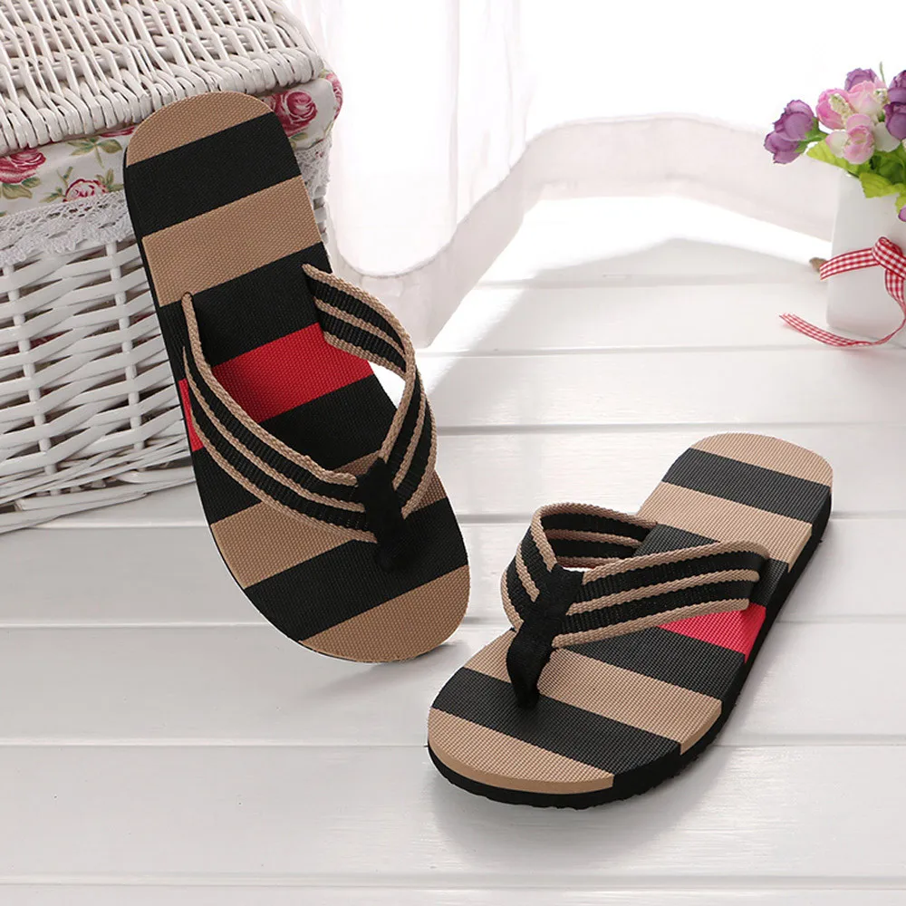 New 2024 Summer Men Slippers EVA Striped Flip Flops Beach Sandals Non-slip Slippers Indoor Outdoor Shoes Open Toe Sandalias