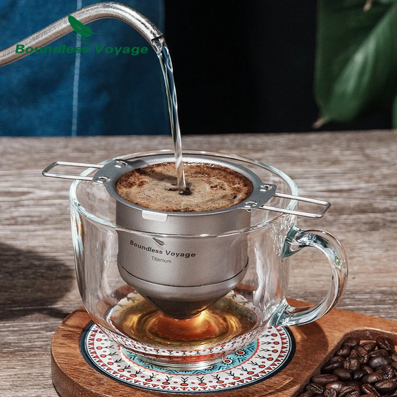 Boundless Voyage Titanium Coffee Filter Hand Brewed Rosebox Ultralight Portable Foldle Hanging Ear Mini Strainer Mesh