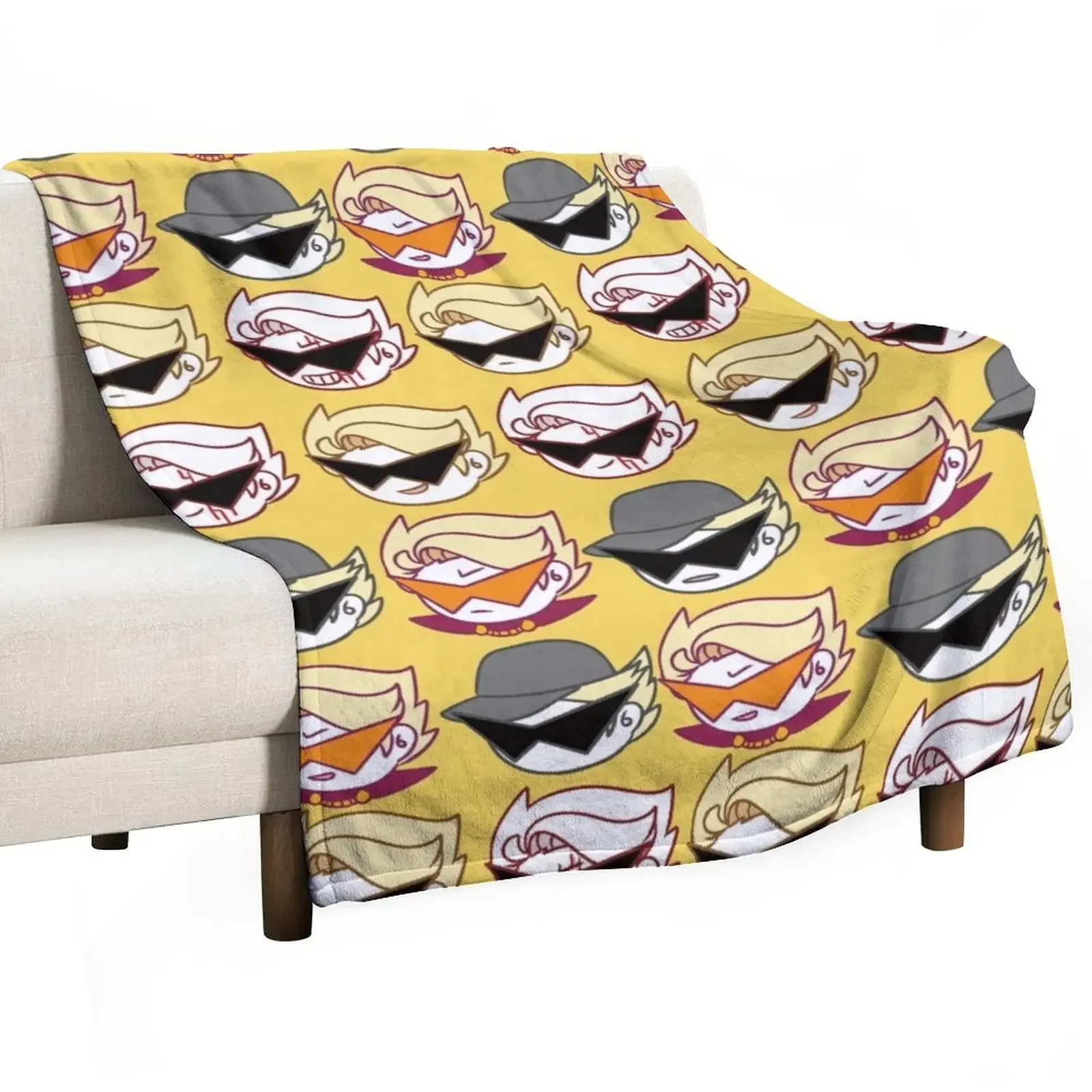 homestuck-dirk strider fabric series-Cute dirks head Throw Blanket Furry Summer Beddings Soft Plaid Plush Blankets