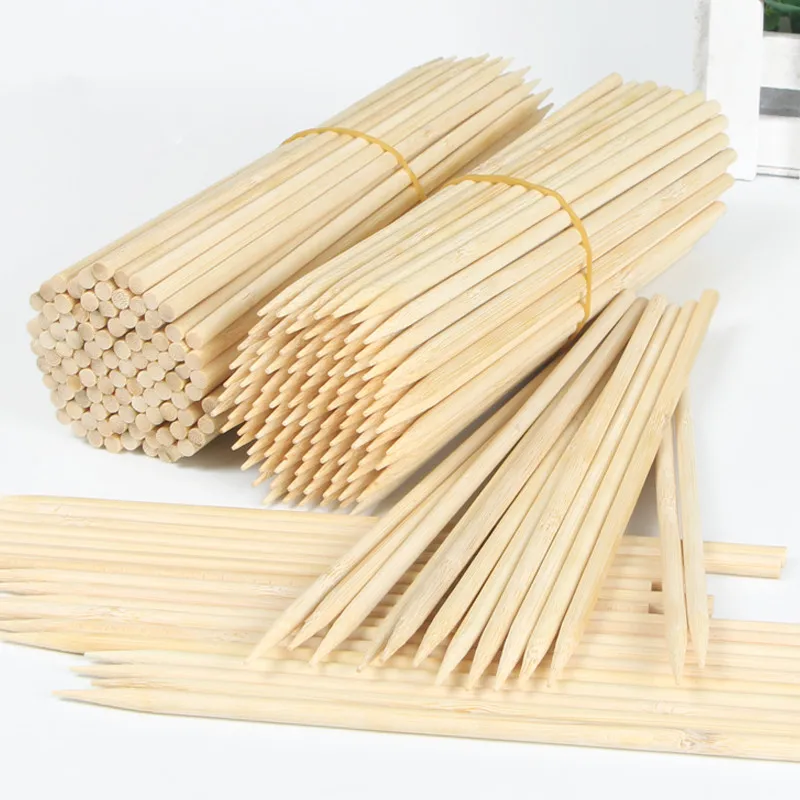 20/30/40cm x 5mm Bamboo Wooden BBQ Skewers Disposable Food Wood Barbecue Stick for BBQ Party Restaurant Cafe BBQ Accessories