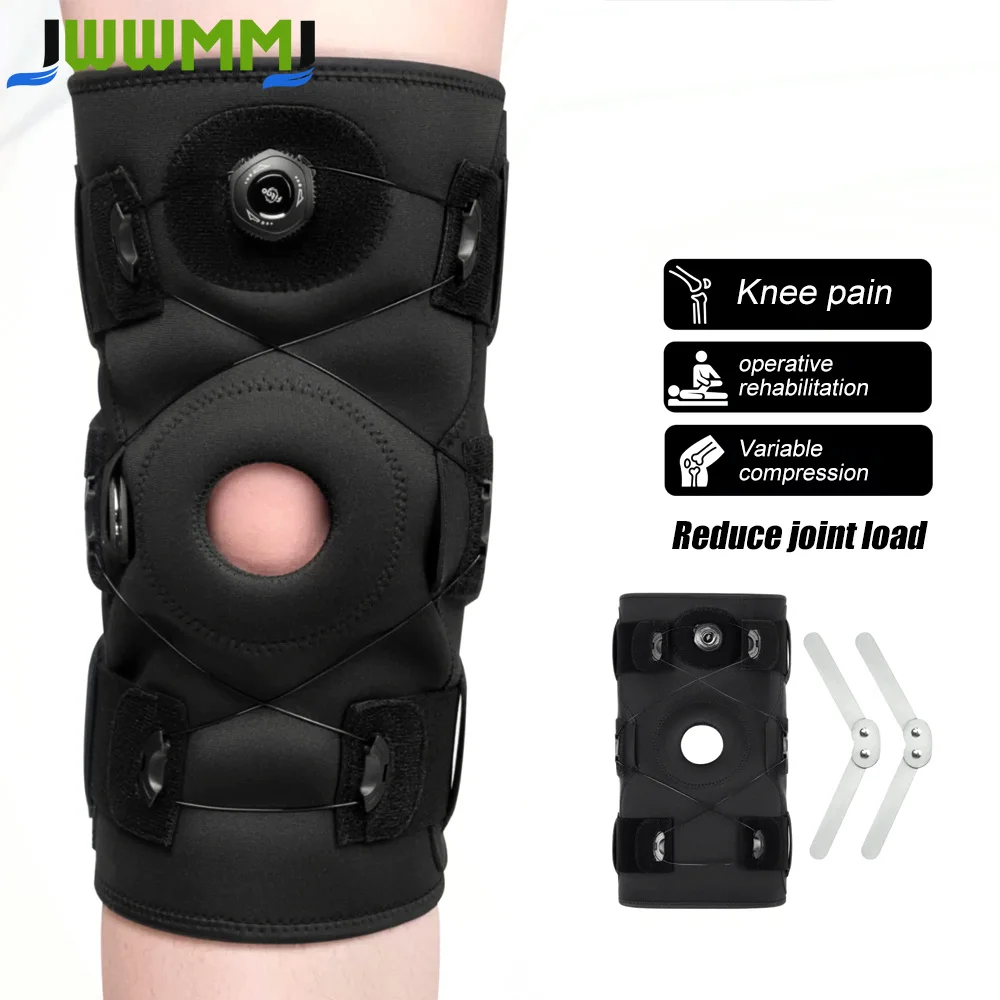 Hinged Knee Brace - Relieves ACL, Meniscus Tear, Arthritis, Tendon Pain - Open Patella Design with Dual Metal Side Stabilizers