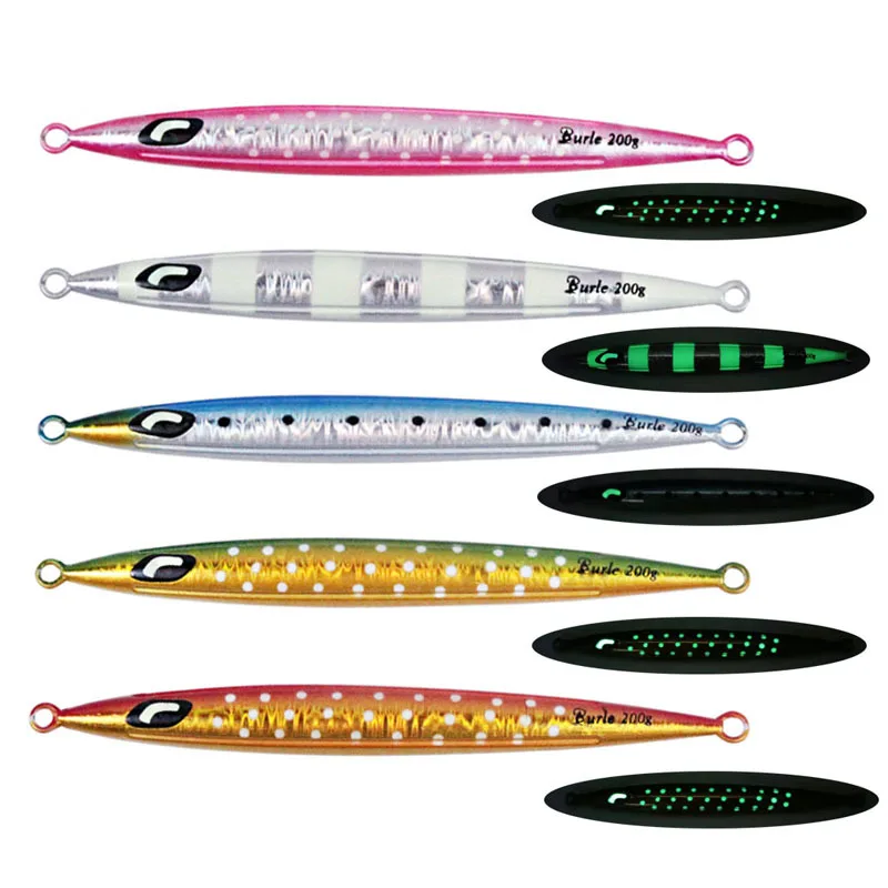 Sea Fishing Long Treble Iron Plate Lead Fish Fast Sinking Sea Fishing Lure Slender Bait Night Fishing Lua Far Cast  Mackerel 3pc