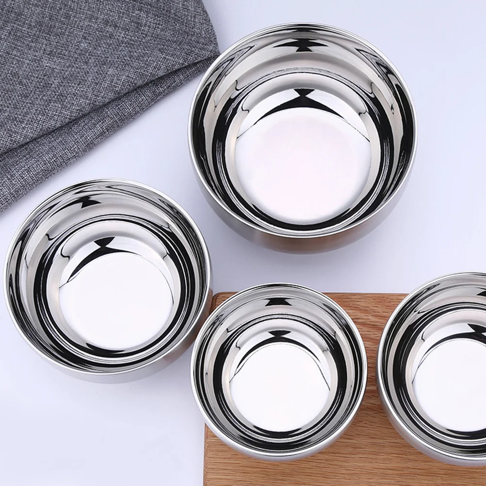 Cuenco de sopa de acero inoxidable de 14Cm, cuenco de arroz aislado de doble capa, contenedor de servicio inastillable para alimentos calientes y verduras, 1 ud.