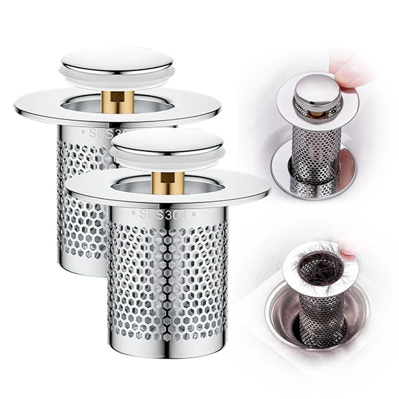Stainless Steel Floor Drain Filter,-Up Sink Filter,Rustproof Sink Strainer,For Kitchen,Bathtub,Sink Water Pipe Durable