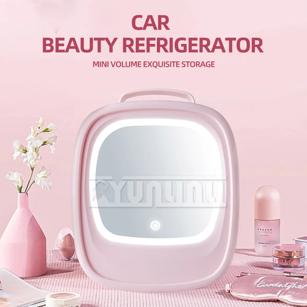 Vehicle Refrigerator, Refrigerator With Lights and Makeup Mirrors, Multifunctional Mini Insulation Boxes