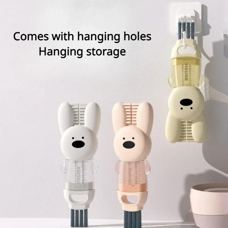 4 in 1 Cup Lid Gap Cleaning Brush Hanging Cute Bunny Insulation Bottle Cleaning Silicone Cup Holder Cleaner Home Kitchen