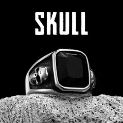 Gem Stone Skull Men Rings Stainless Steel Women Jewelry Vintage Gothic Punk Rock Cool Stuff Fashion Accessories Gift Wholesale
