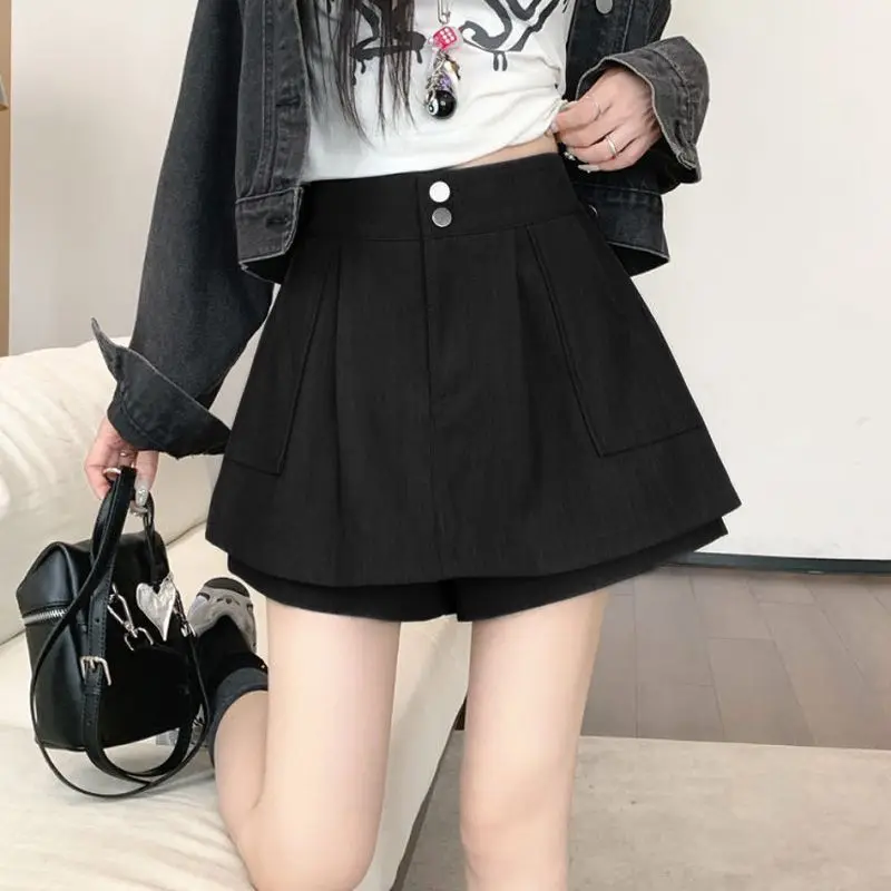Women's 2026 Autumn New Suit Wide Leg Culottes High Waist A-Line Skirt Pants Loose Casual Slimming Korean Office Commute Chic