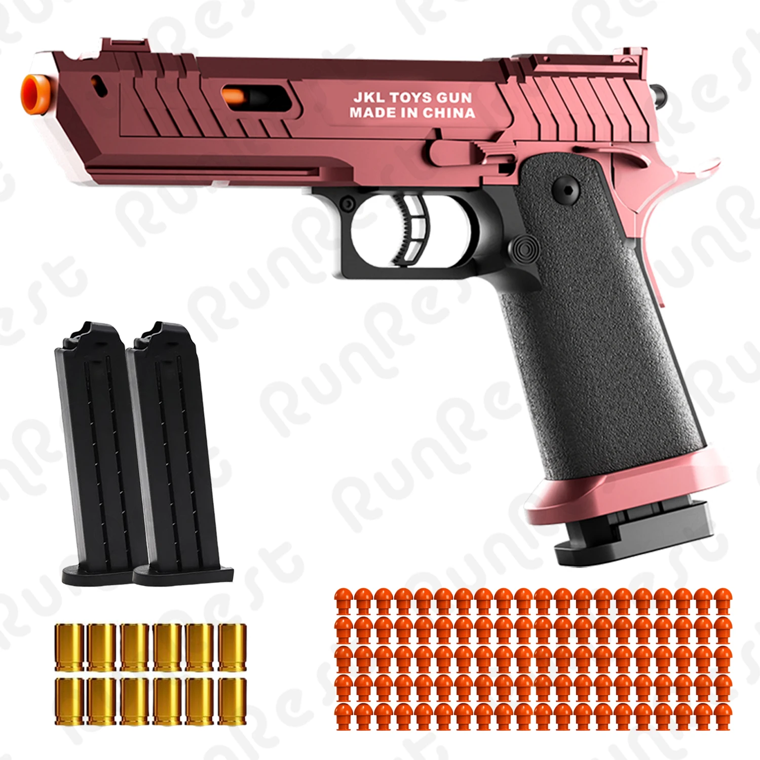 100 balas, 12 estuches de cartuchos y 2 pistolas de balas suaves con clip para cartuchos, pistolas de juguete, nuevos tiradores de juguete, perchas huecas para pistola, juguete para