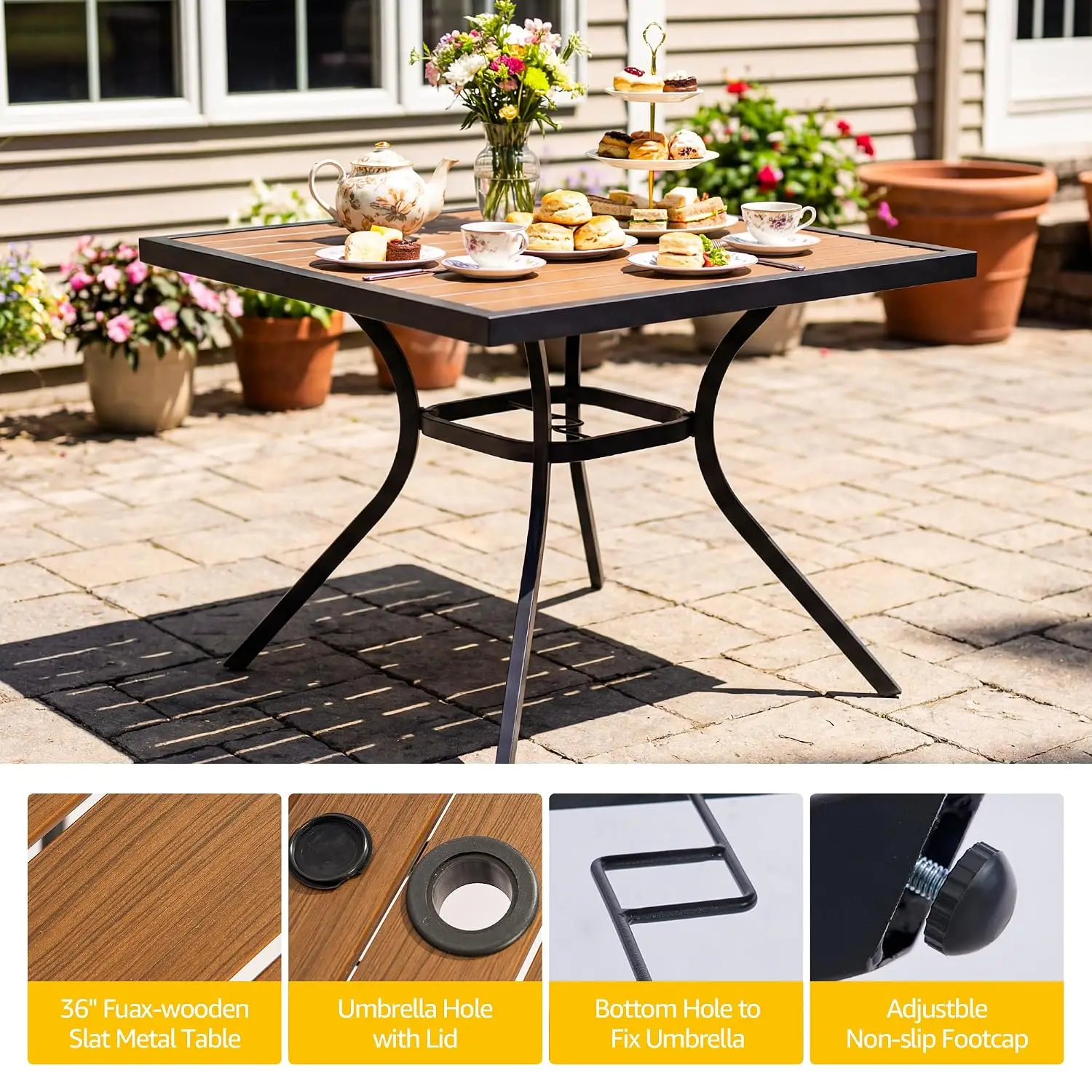 Patio Table and Chairs Set for 4, Swivel Dining Chairs, Custom