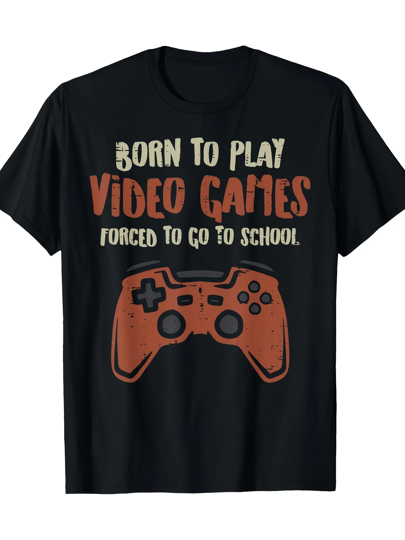 Fun Slogans for Video Game Enthusiasts: Born to Play Games, Forced to Go to School Men's and Children's Short-Sleeve Shirts