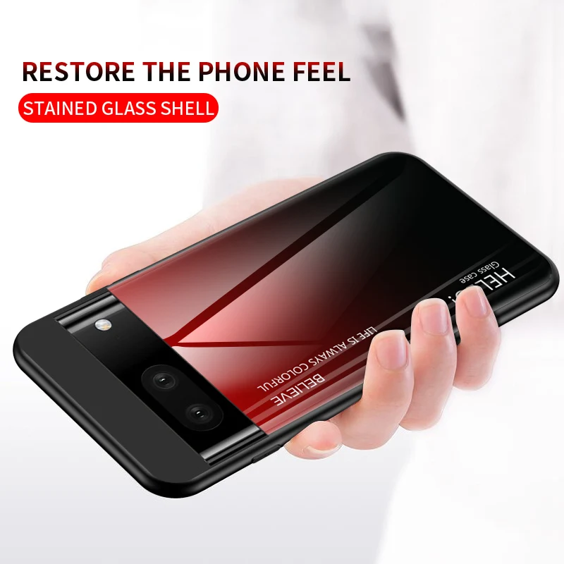 Funda de teléfono con marco de silicona suave para Google Pixel 7, carcasa trasera de vidrio templado degradado para Google Pixel 7 Pro