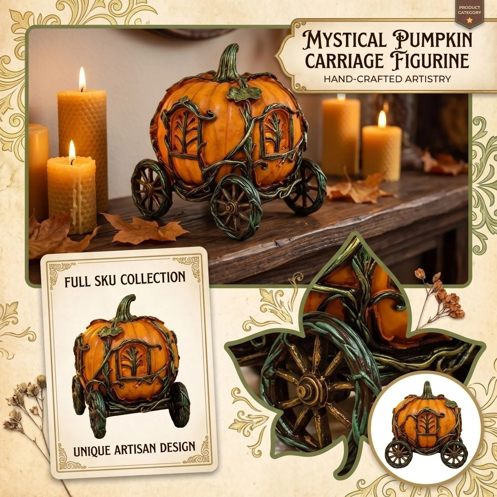 Halloween Pumpkin Car Resin Decoration Halloween Pumpkin Carriage Figurine for Party Decor Centerpiece for Home Decor