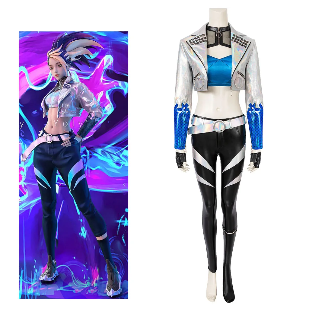 

LOL KDA Akali Cosplay Costume Game Akali Stage Dress suit women girl Akali Idol Performance uniform Set